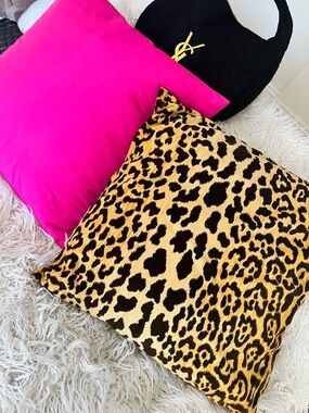 2 Leopard Print Accent Pillow  designer 24x24 euro size